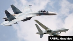 Су-27 жана MQ-9 Reaper, коллаж