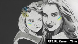 Ірина Дмітрієва із донечкою Лізою. Ілюстрація Lyubov Moiseenko
