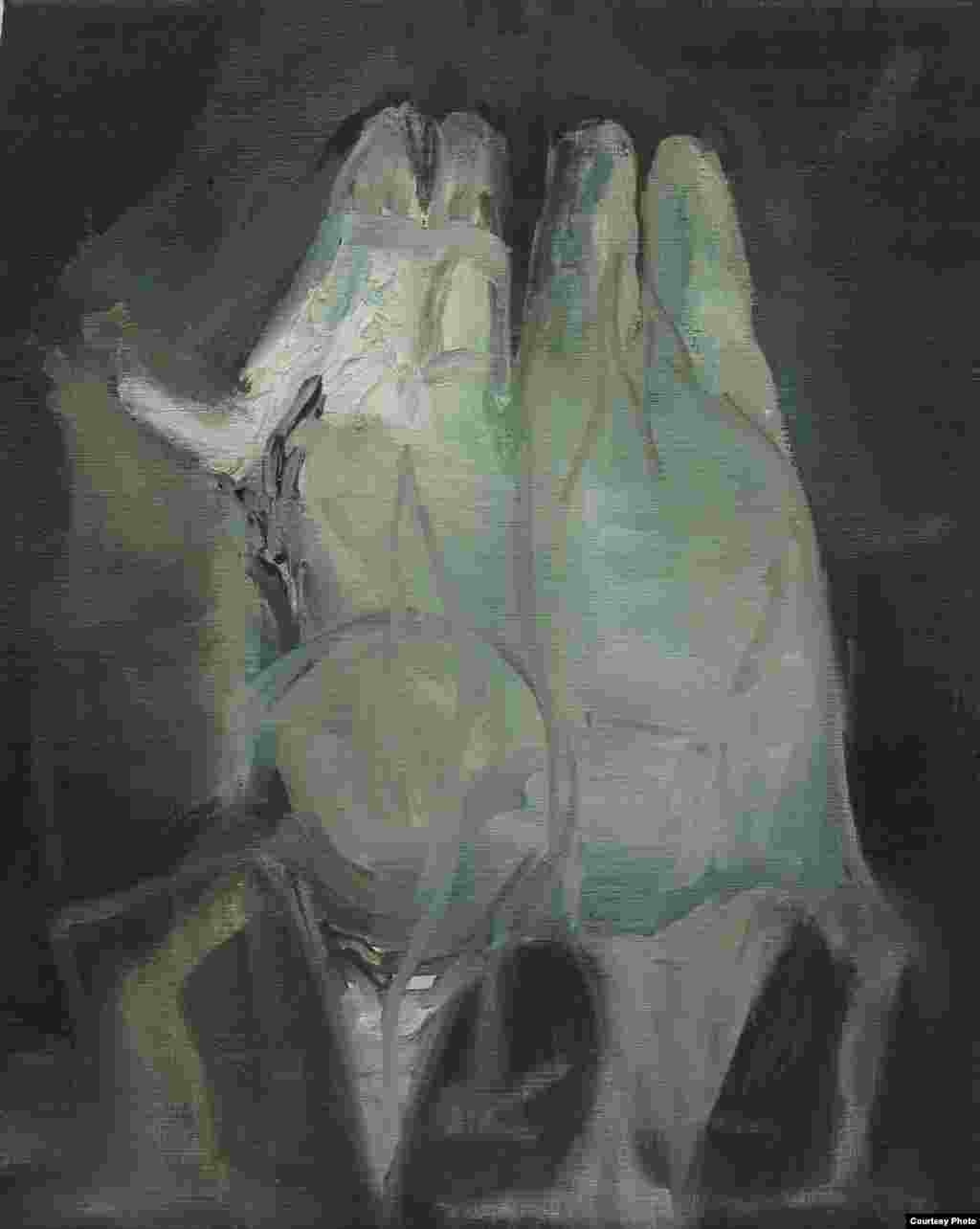Aus der Serie Eigenzeitliche Betrachtungen „nach H.B“ ("H.B-ს მიხედვით") Öl und Tempera auf Leinwand, 30 x 24 cm, 2015
