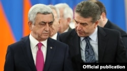 Նախագահ Սերժ Սարգսյանն ու վարչապետ Կարեն Կարապետյանը, արխիվ