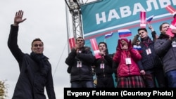 Російський політик Олексій Навальний на мітингу в Новосибірську, вересень 2017 року