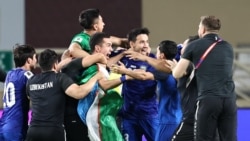 Сборная Узбекистана по футболу празднует выход на чемпионат мира