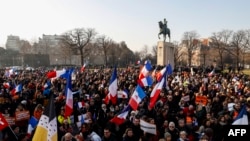 Акция протеста в Париже, 15 января 2022 года