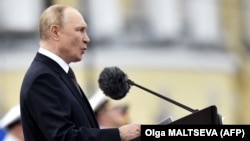 Президент Росії Володимир Путін під час відзначення Дня військово-морського флоту, 31 липня 2022 року