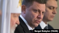 Слева направо: патриарх Московский Кирилл, глава группировки «ДНР» Александр Захарченко и глава группировки «ЛНР» Леонид Пасечник. Москва. 25 декабря 2017 года