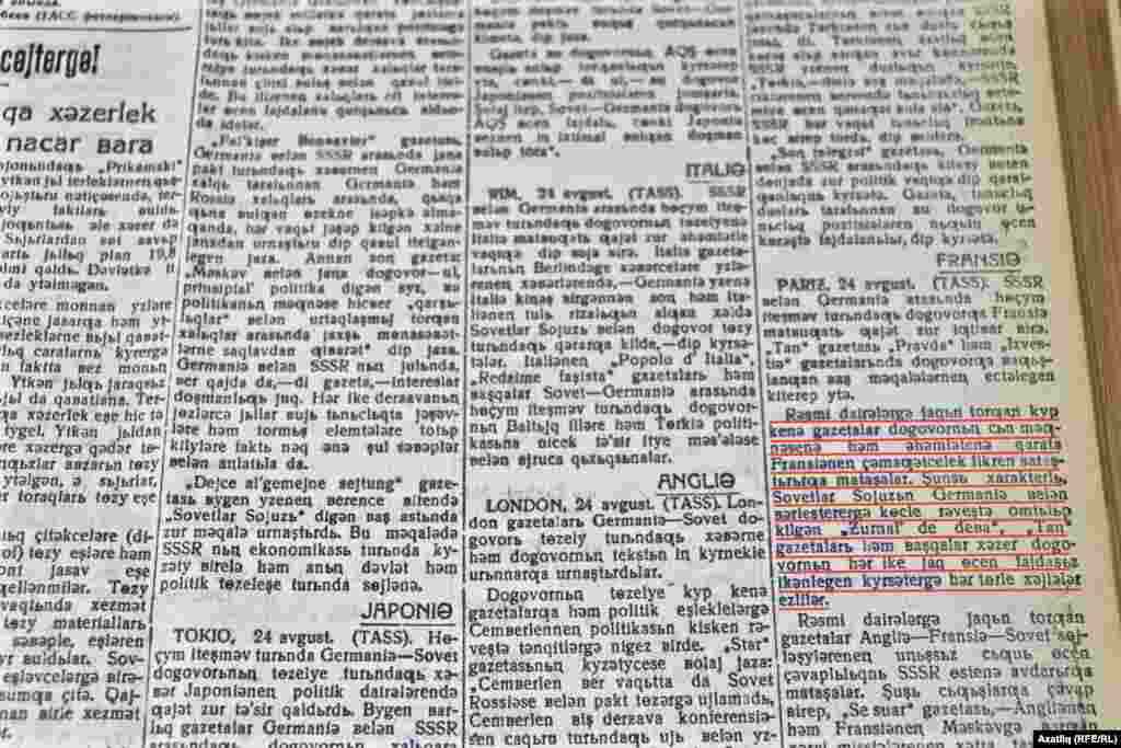 Советлар белән фашистлар килешүе турында дөнья матбугаты язмаларын Сталин матбугаты берьяклы гына яктырта.