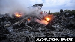 Одне з місць падіння уламків «Боїнга», збитого російською установкою «Бук», в результаті чого загинуло 298 людей. Донеччина, неподалік села Грабове, 17 липня 2014 року