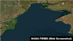 Скриншот данных системы NASA FIRMS о пожаре в Черном море, 06.06.2025