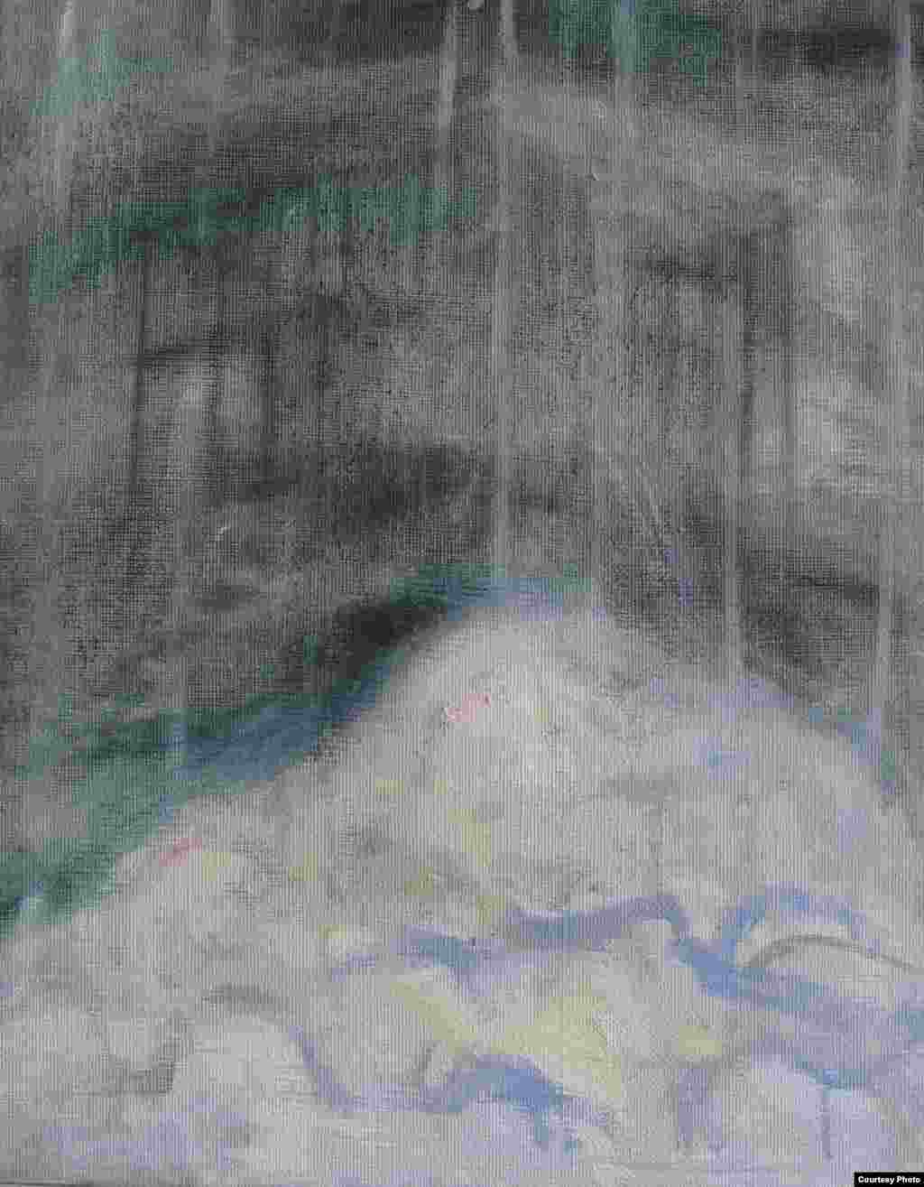  Aus der Serie Eigenzeitliche Betrachtungen „Wolke und Käfig“ ("ღრუბელი და გალია") Öl und Tempera auf Leinwand, 30 x 24 cm, 2016