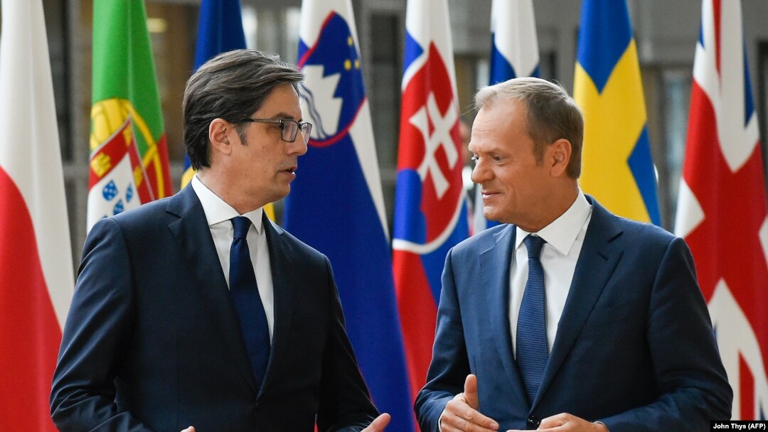Predsednik Severne Makedonije Stevo Pendarovski i predsednik Evropskog saveta Donald Tusk