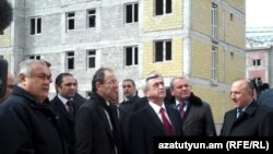 Armenia -- President Serzh Sargsian visits a construction site in Gyumri, 24Mar2011