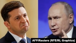 Володимир Зеленський, ліворуч, і Володимир Путін (комбіноване фото)